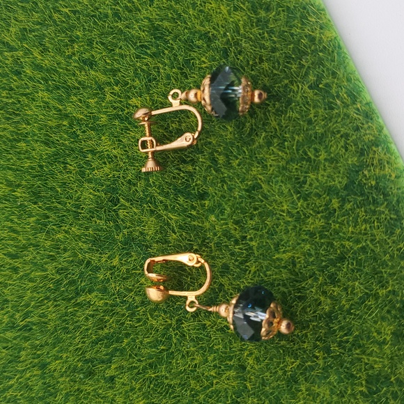 Edwardian Crystal Blue Earrings E1035 - Picture 5 of 5